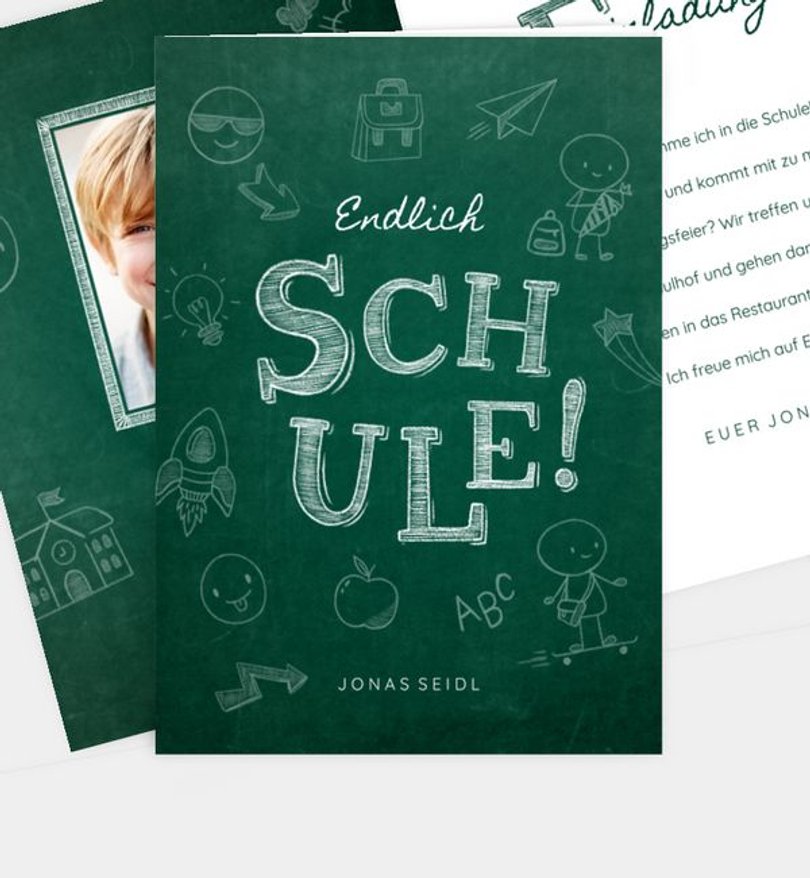 Einladungskarte Einschulung Scribble Letters