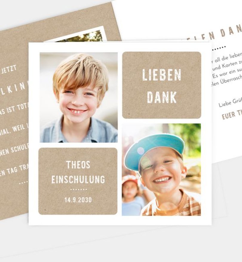 Dankeskarte Einschulung Sweet Square