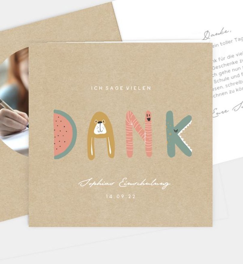 Dankeskarte Einschulung Schule · Crafty