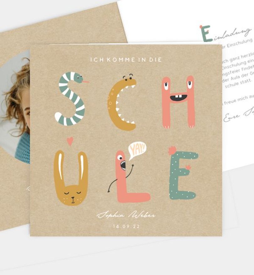 Einladungskarte Einschulung Schule · Crafty