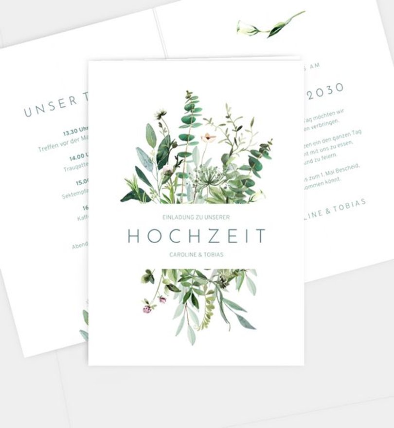Einladungskarte Hochzeit Greenbouquet