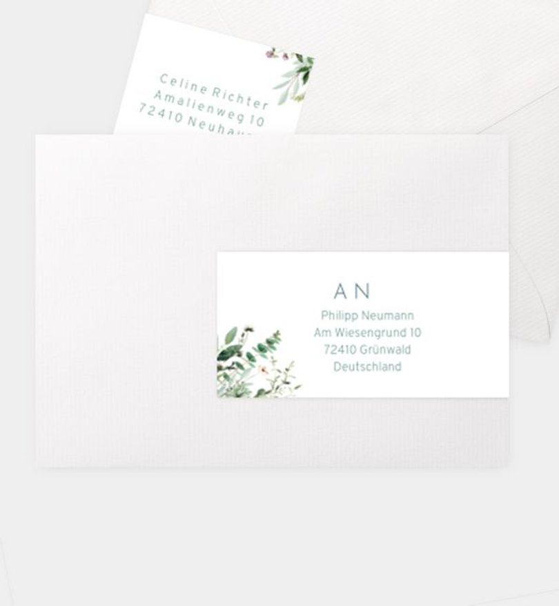 Adressaufkleber Hochzeit Greenbouquet