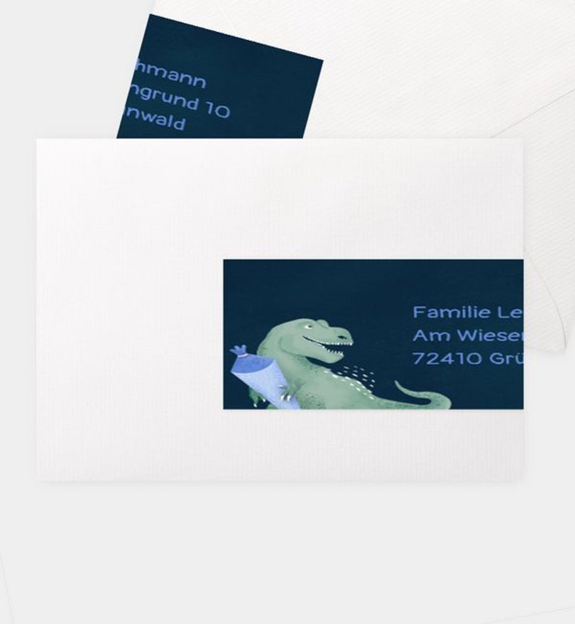 Adressaufkleber Einschulung Tyrannosaurus