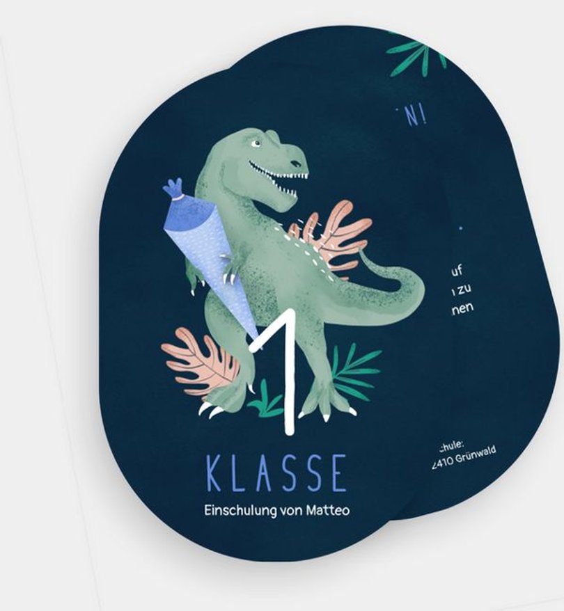 Einladungskarte Einschulung Tyrannosaurus