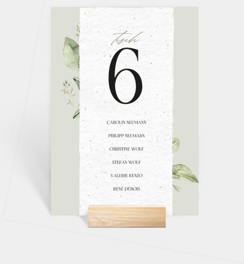 Gruppentischkarte Hochzeit Tender Love