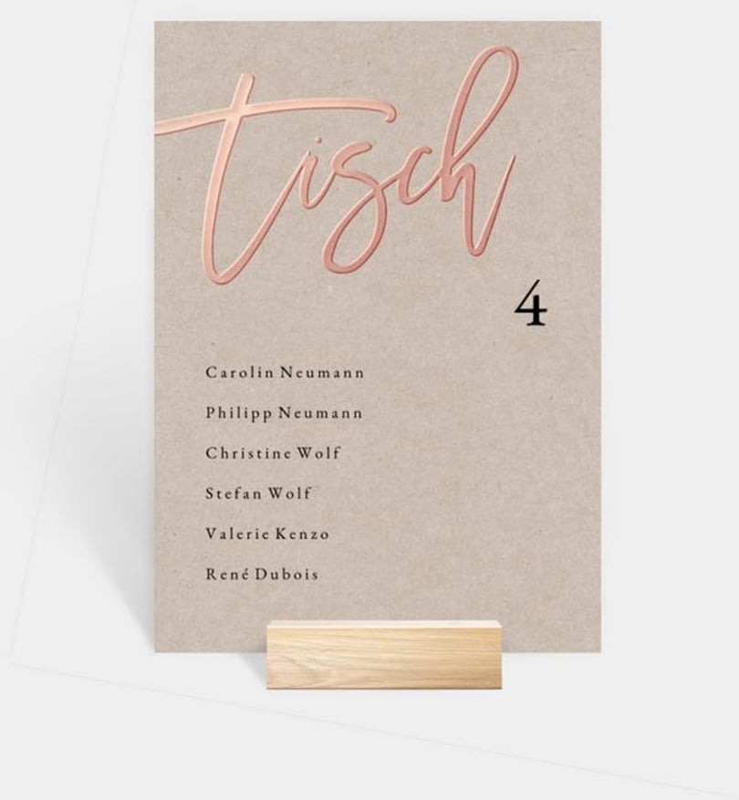 Gruppentischkarte Hochzeit Rosegold-Crafty