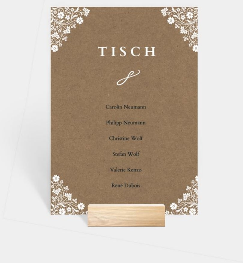 Gruppentischkarte Hochzeit Vintage Lace