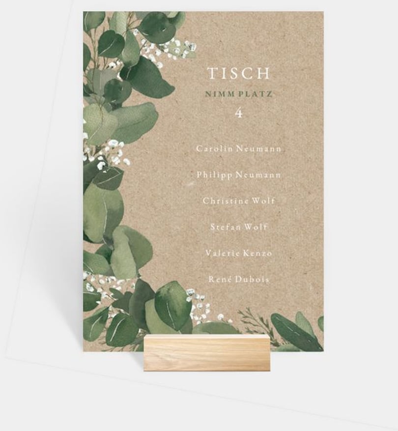 Gruppentischkarte Hochzeit Eucalyptus Wreath