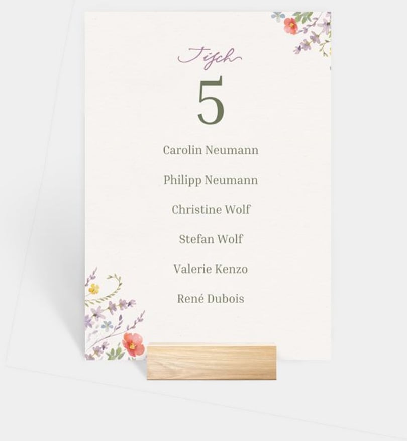 Gruppentischkarte Hochzeit Wildflowers