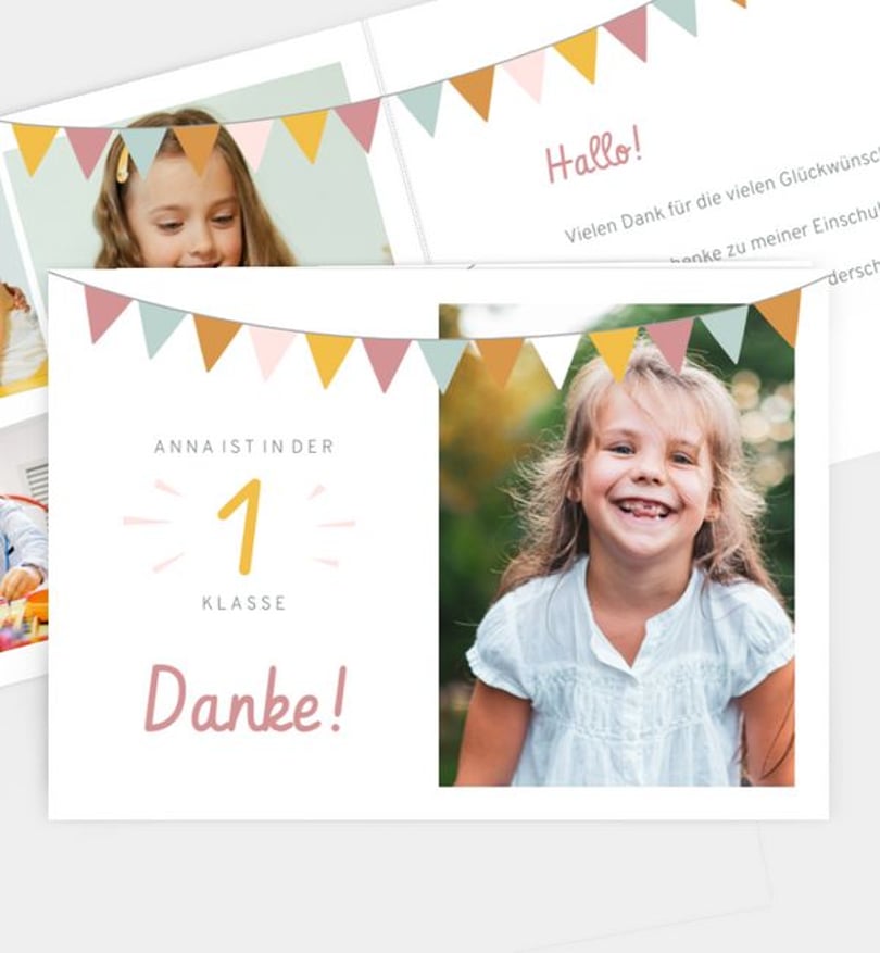 Dankeskarte Einschulung Girlande