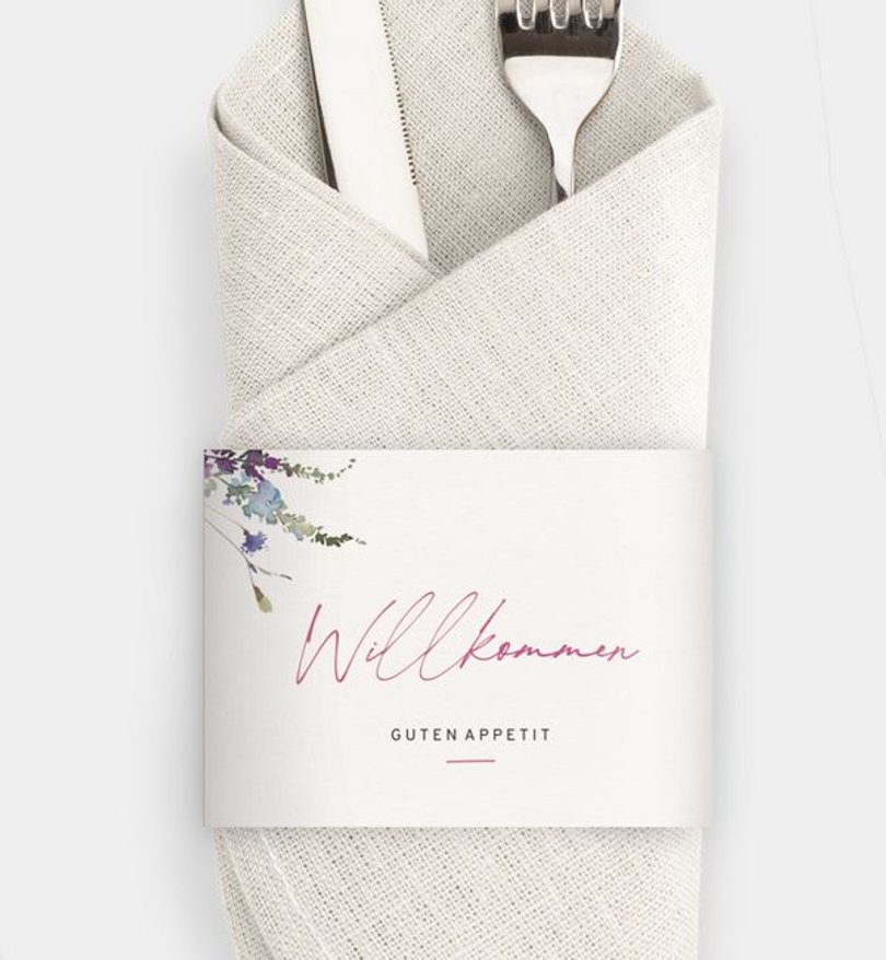 Besteck Servietten-Zubehör Hochzeit Wildblumen