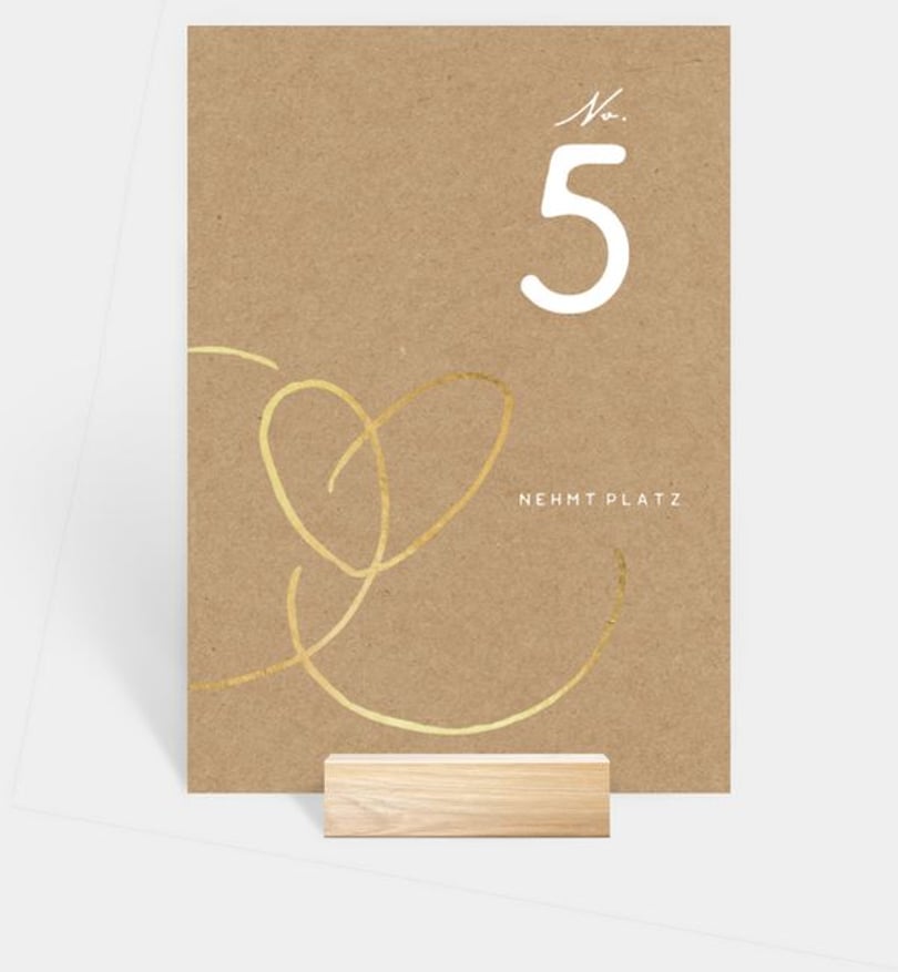Tischnummer Hochzeit Ewiges Herzgold · Crafty