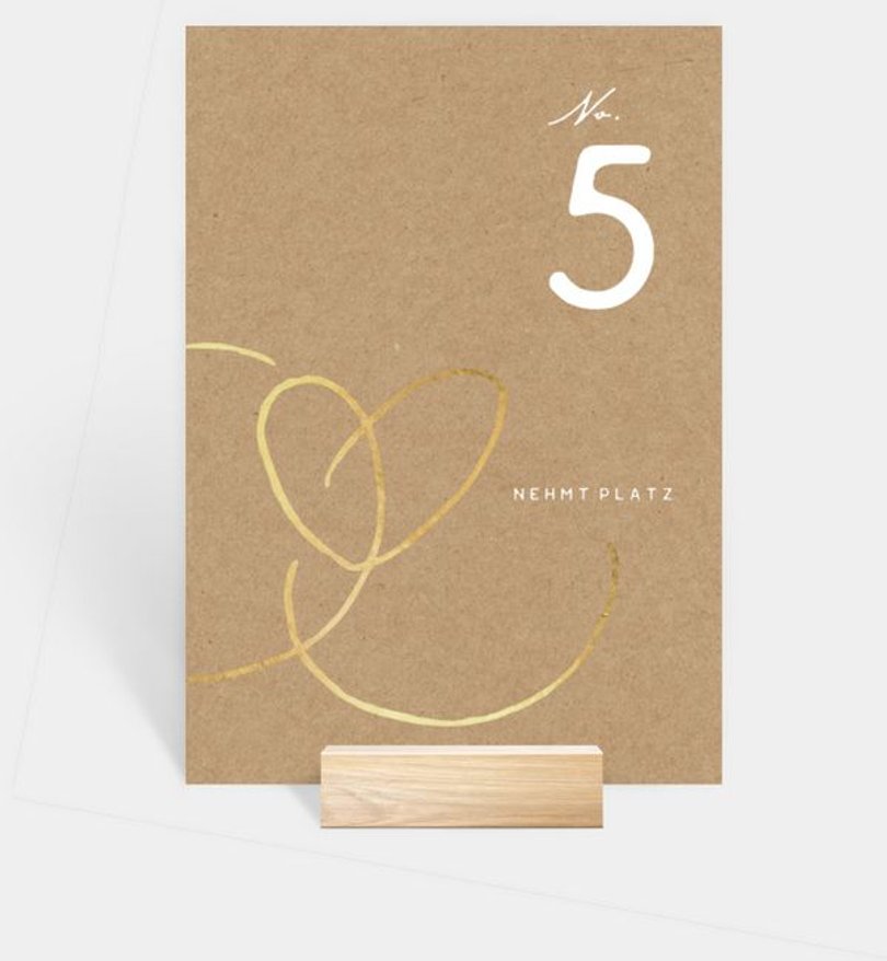 Tischnummer Hochzeit Ewiges Herzgold · Crafty