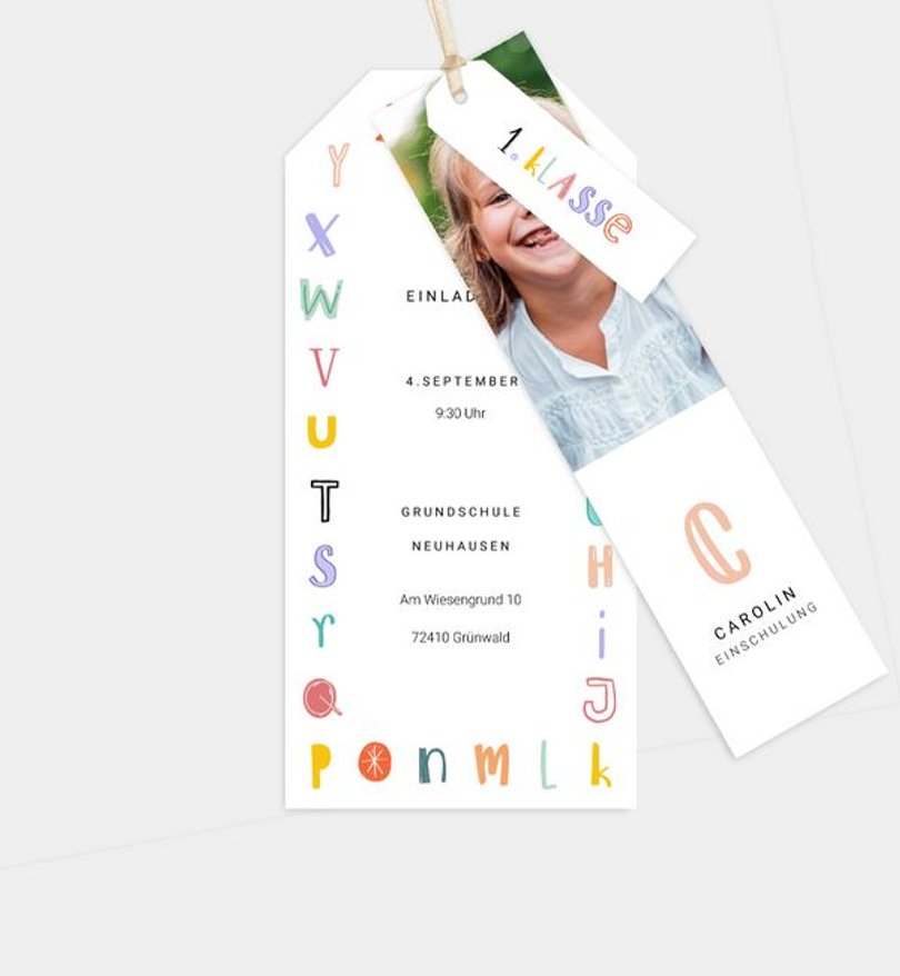 Einladungskarte Einschulung Alphabet