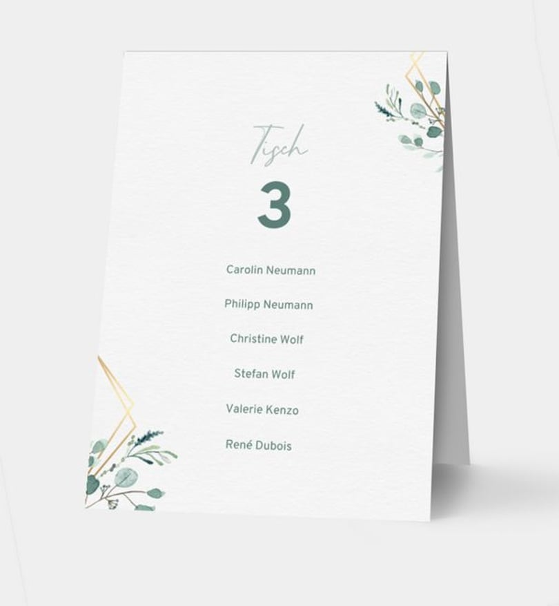 Gruppentischkarte Hochzeit Sommerduft