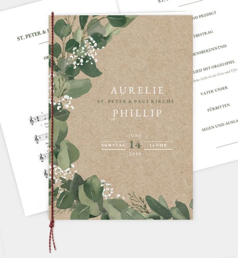 Kirchenheft Hochzeit Eucalyptus Wreath