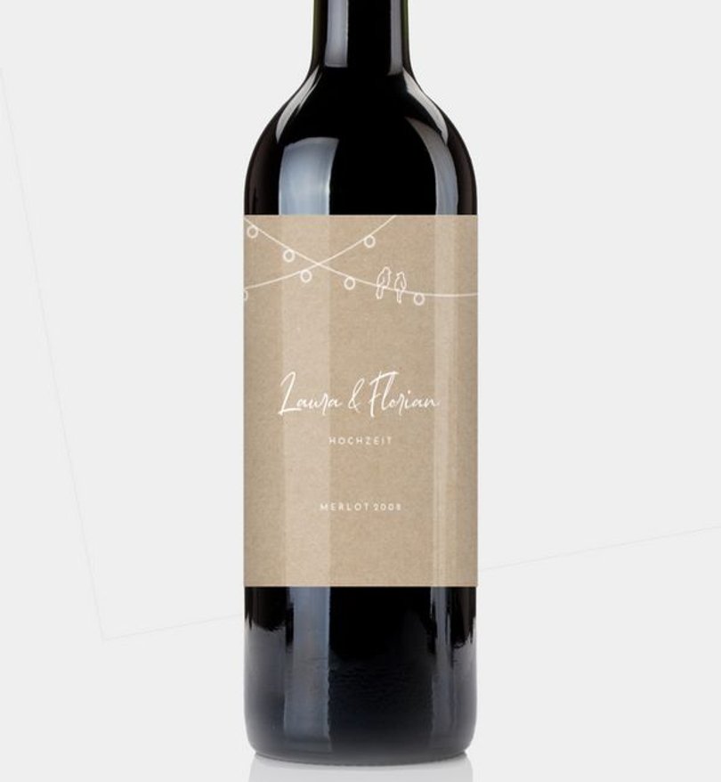 Flaschenetikett Hochzeit Gartenzauber