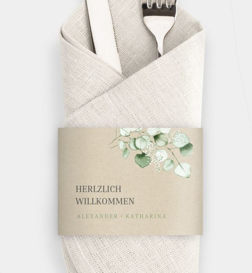 Besteck Servietten-Zubehör Hochzeit Sweet Eucalyptus