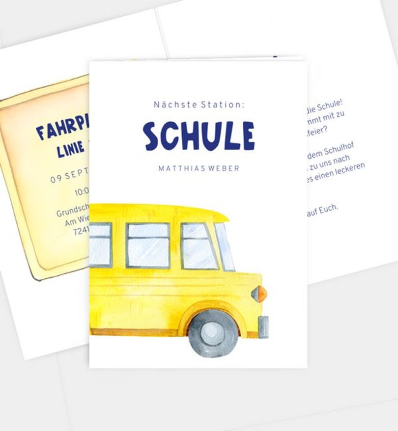 Einladungskarte Einschulung Station: Schule