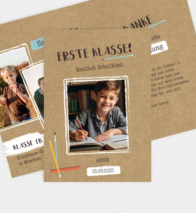 Dankeskarte Einschulung Pinboard