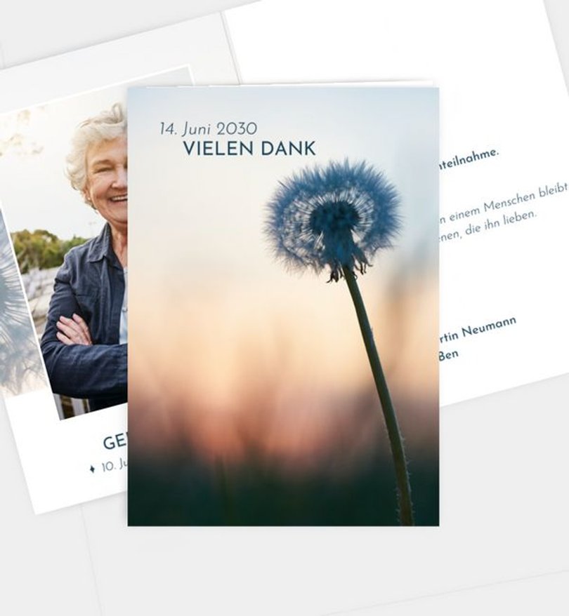 Dankeskarte Trauer Pusteblume