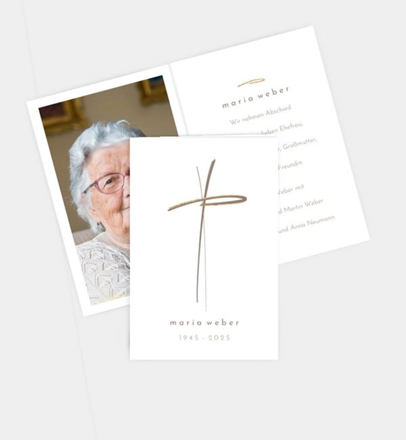 Sterbebilder Trauer Golden Cross