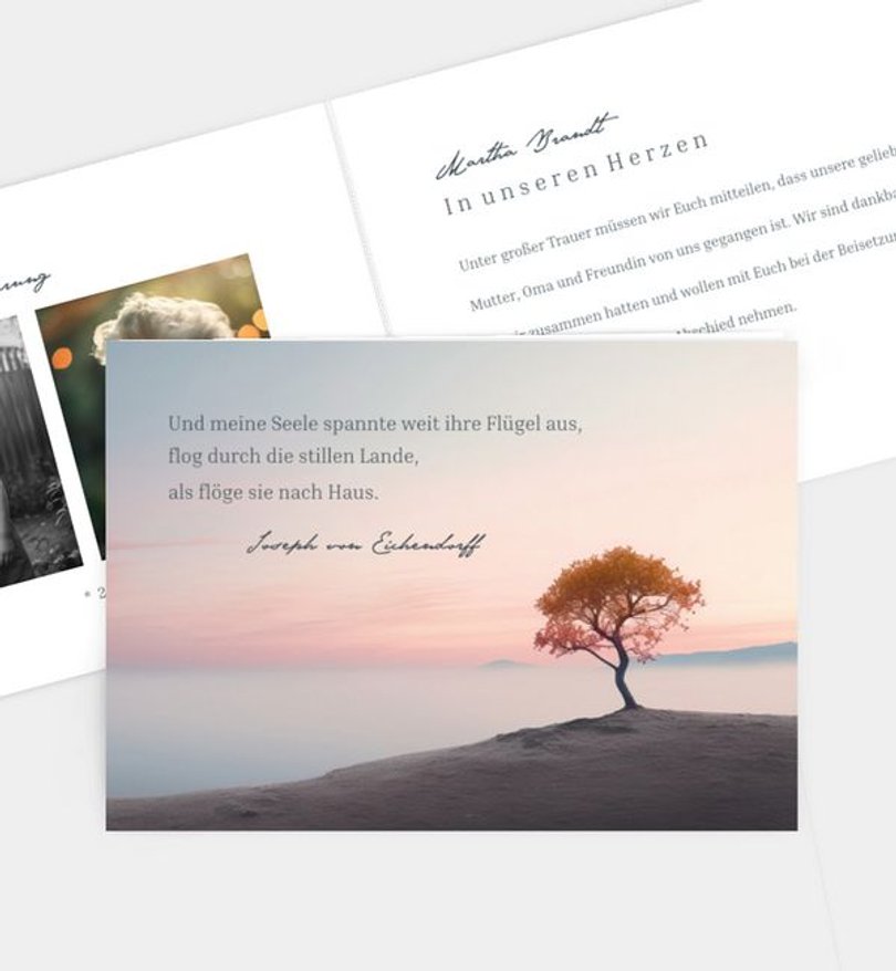 Trauerkarte Trauer Baum der Hoffnung