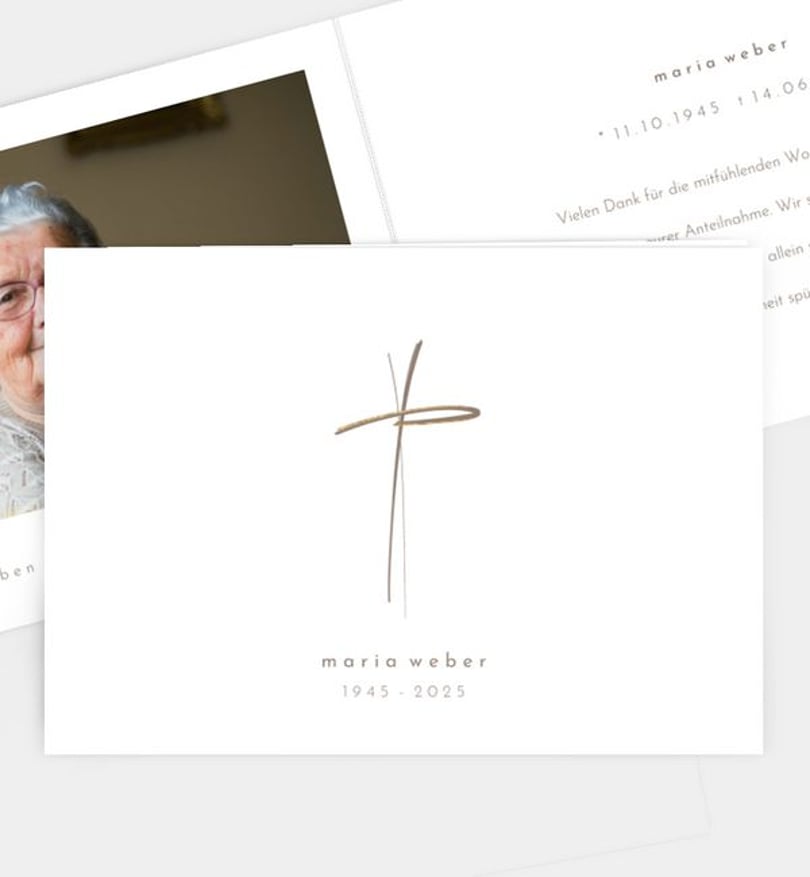 Dankeskarte Trauer Golden Cross
