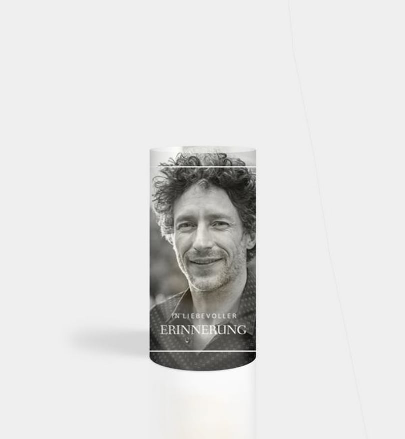 Windlichtkarte Trauer Portrait mit Rahmen