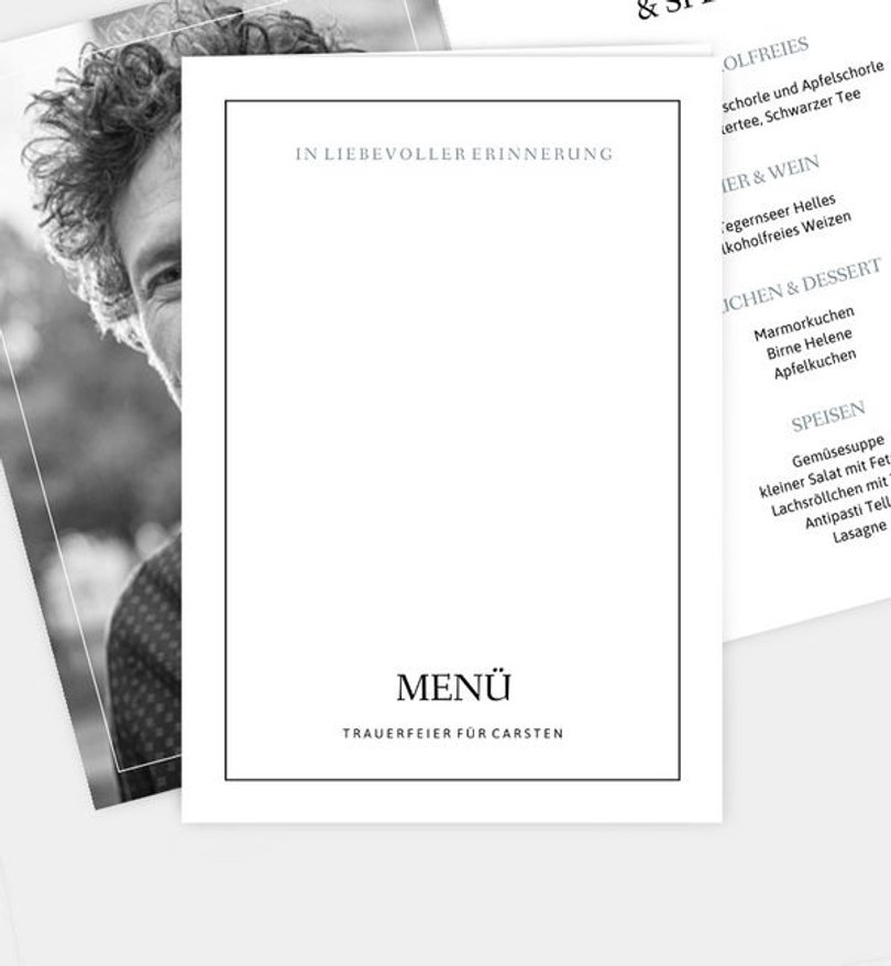 Menükarte Trauer Portrait mit Rahmen