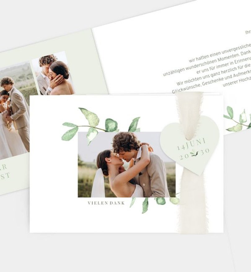 Dankeskarte Hochzeit Simple Green
