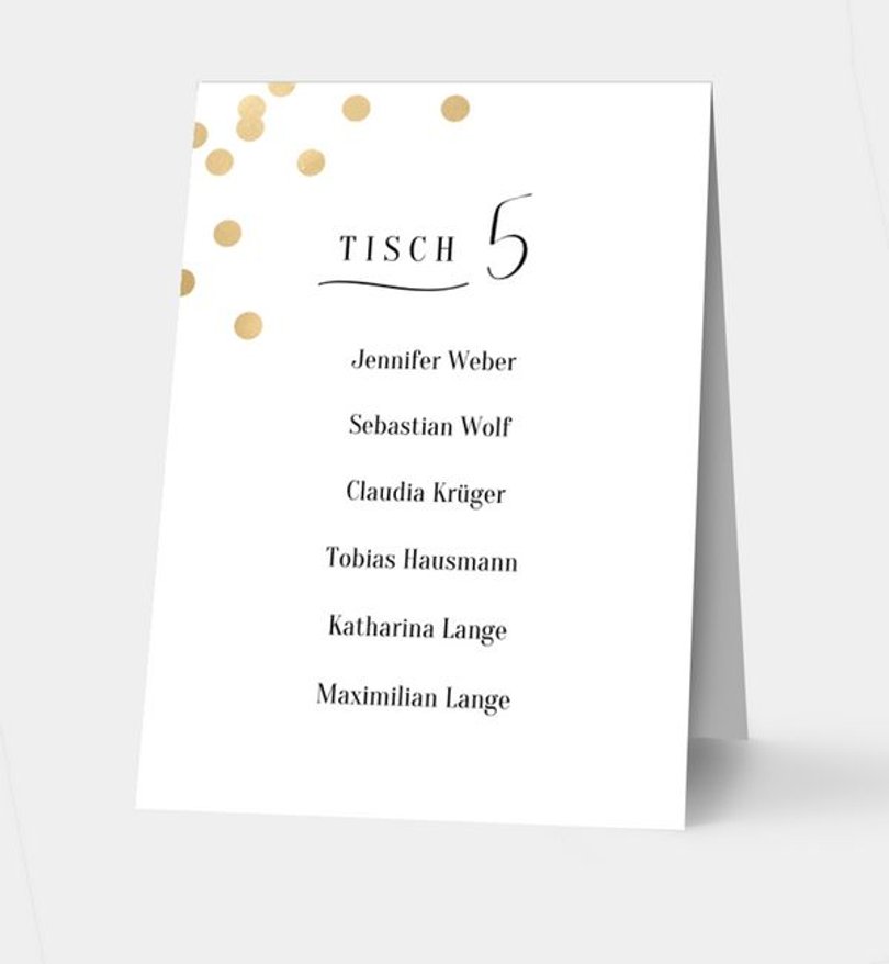 Gruppentischkarte Hochzeit Confetti Love