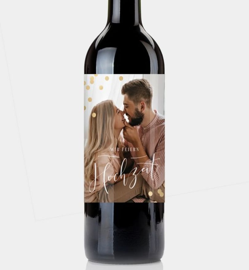 Flaschenetikett Hochzeit Confetti Love