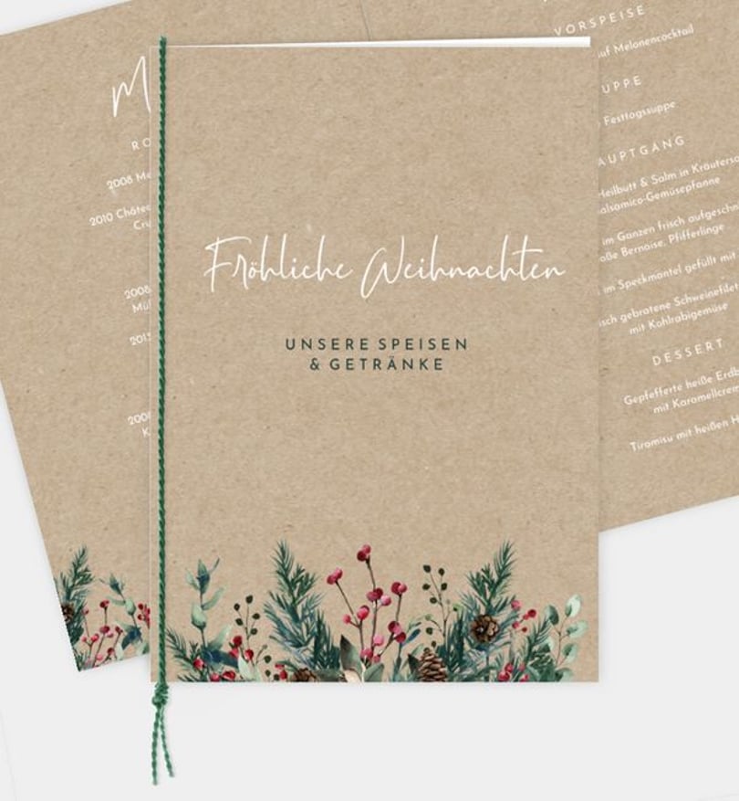 Menükarte Weihnachten Geschäftlich Crafty green · Vintage
