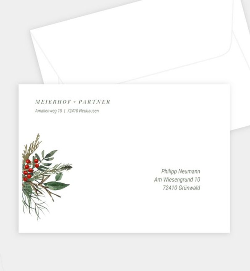 Briefumschlag Weihnachten Tannennadeln