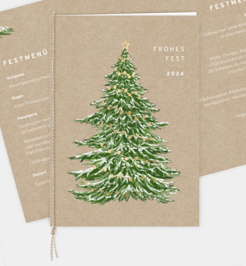 Menükarte Weihnachten Geschäftlich Weihnachtsbaum · Vintage