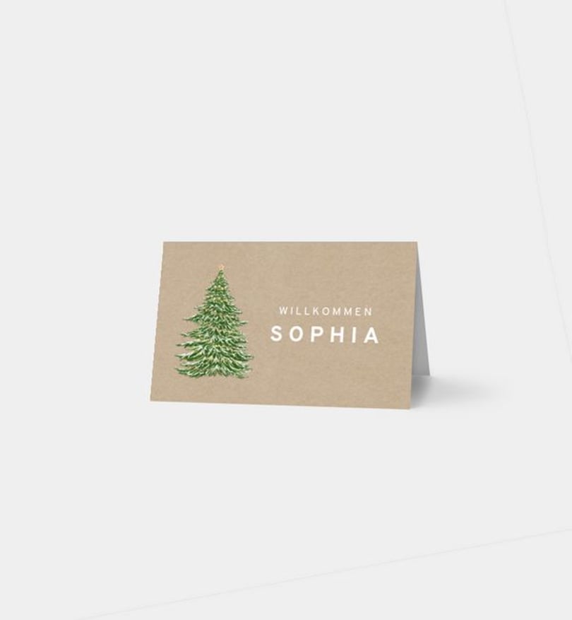 Tischkarte Weihnachten Geschäftlich Weihnachtsbaum · Vintage