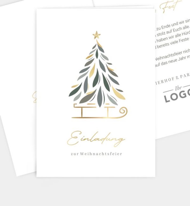 Weihnachtsfeier Weihnachtsfeier Tanne auf Schlitten