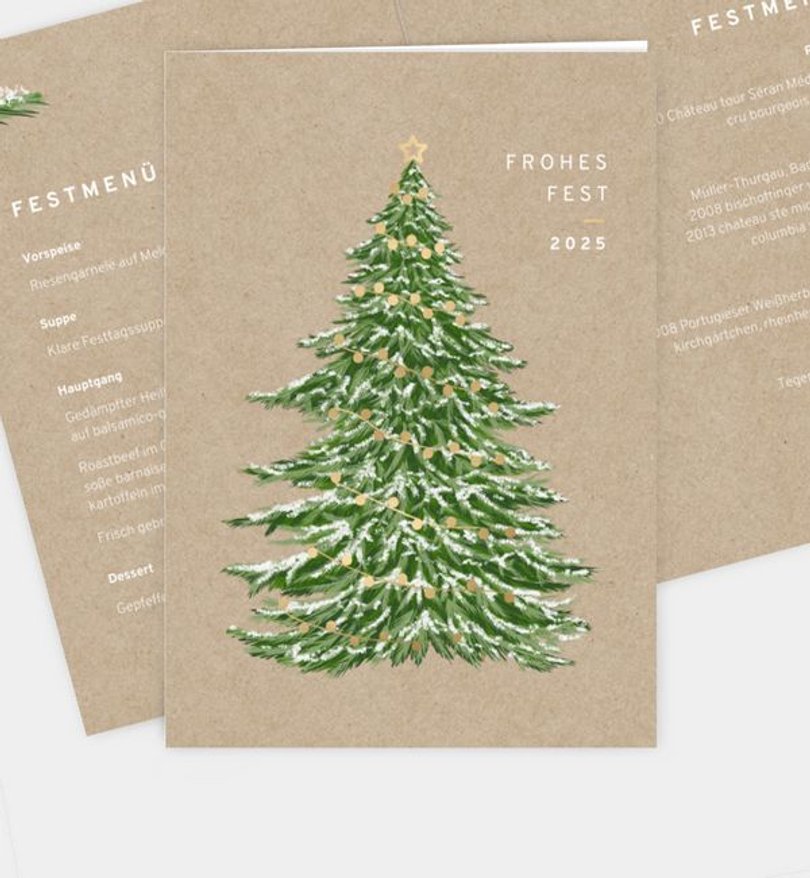 Menükarte Weihnachten Weihnachtsbaum · Vintage