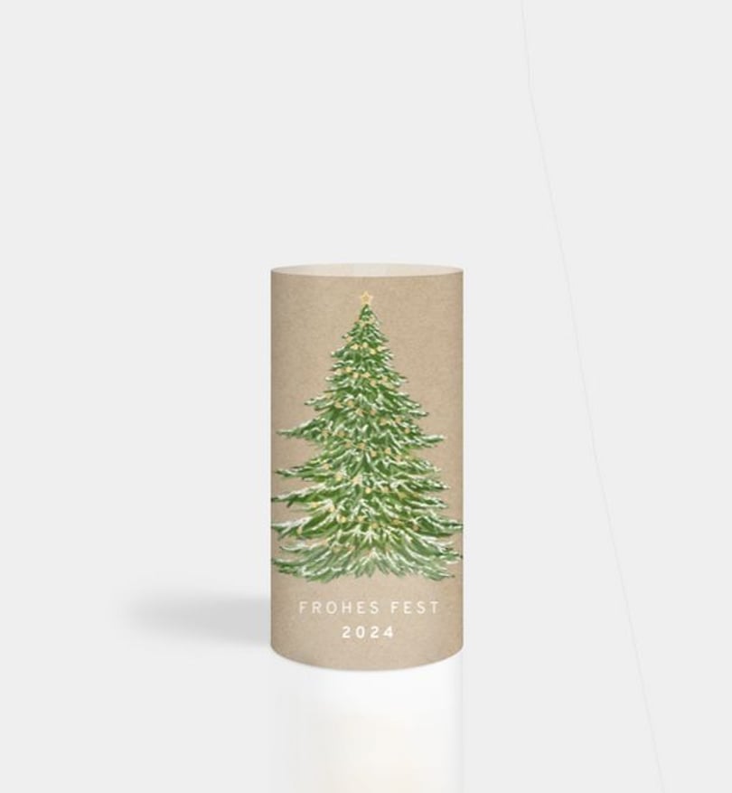 Windlichtkarte Weihnachten Privat Weihnachtsbaum · Vintage