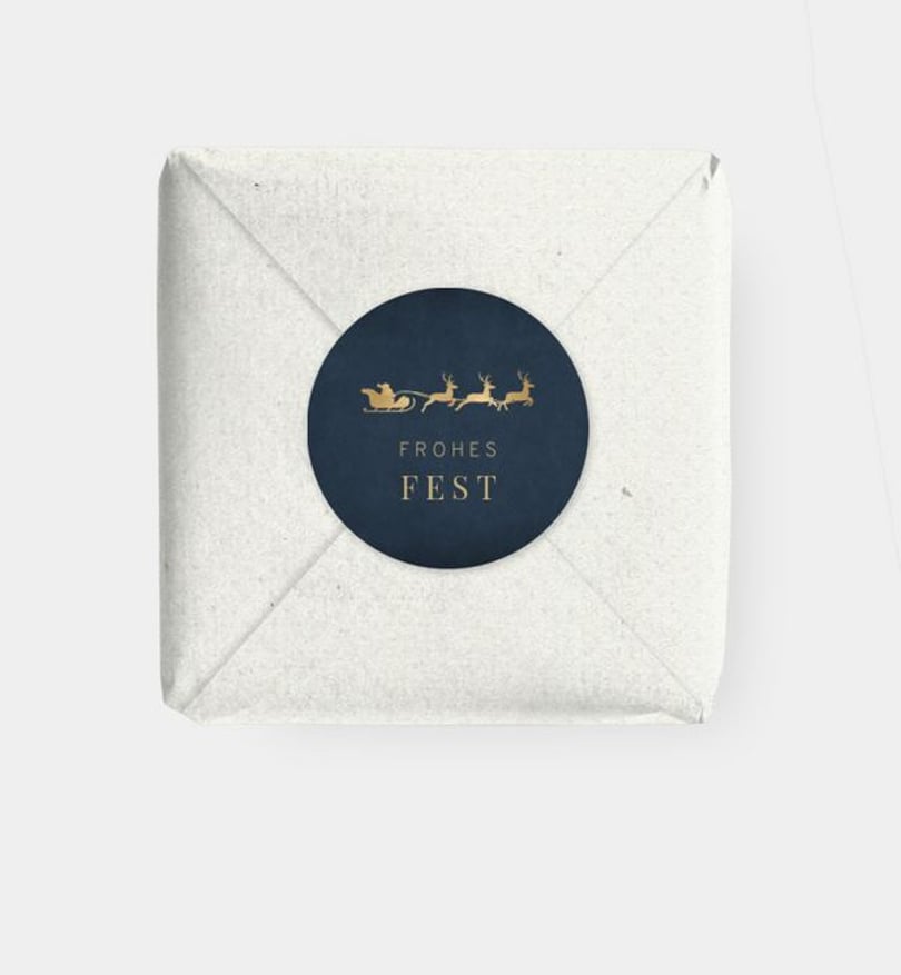 Geschenkaufkleber Weihnachten Schlittenfahrt