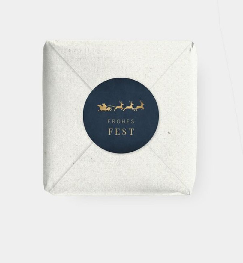 Geschenkaufkleber Weihnachten Schlittenfahrt