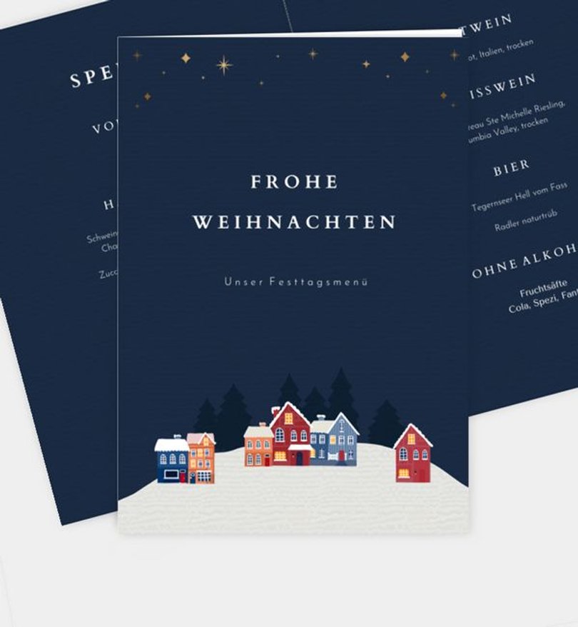 Menükarte Geschäftlich Winternacht