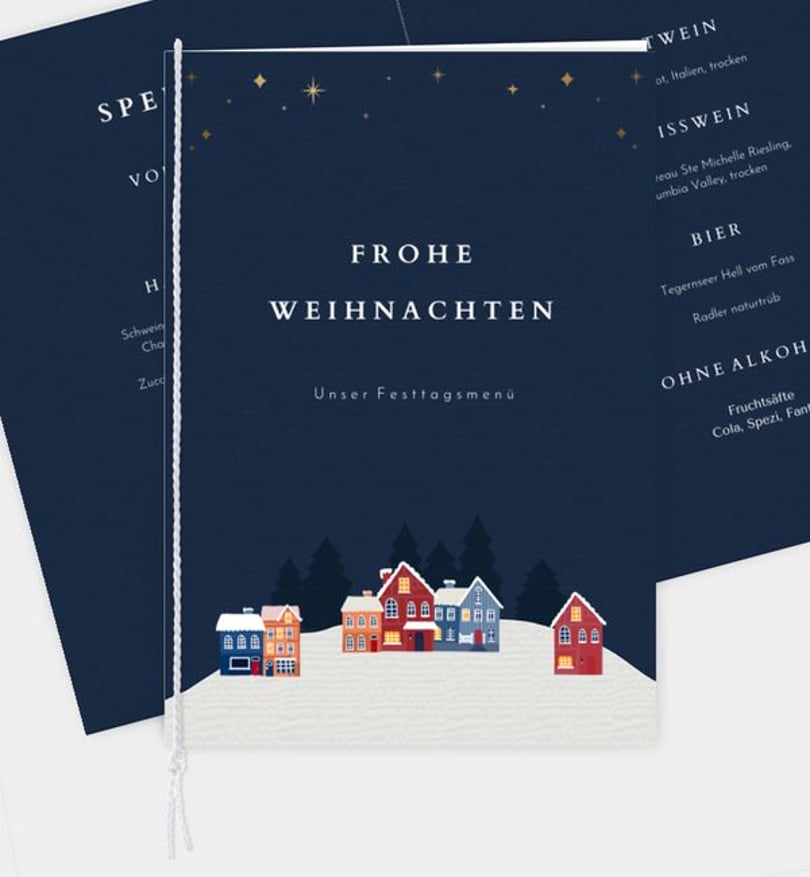 Menükarte Weihnachten Geschäftlich Winternacht