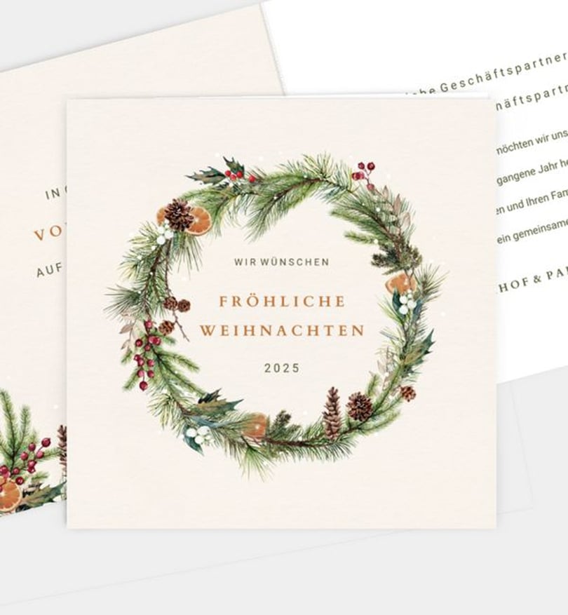 Weihnachtskarte Weihnachten/Geschäftlich Klassischer Kranz
