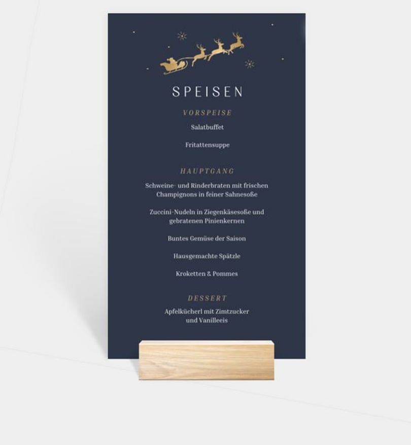 Menükarte Weihnachten Geschäftlich Weihnachtsschlitten
