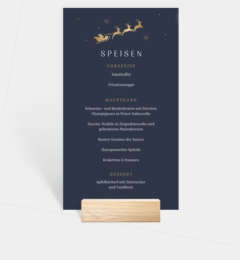 Menükarte Geschäftlich Weihnachtsschlitten