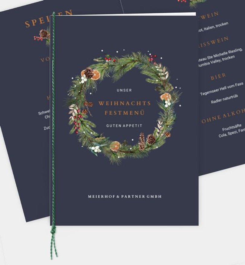Menükarte Geschäftlich Klassischer Kranz
