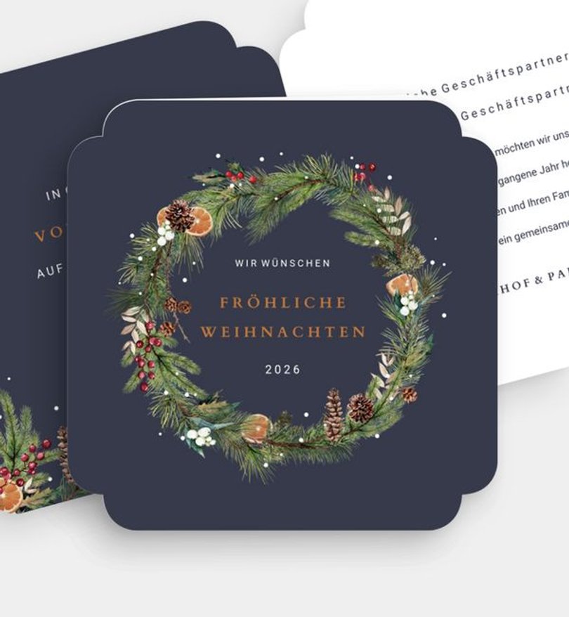 Weihnachtskarte Weihnachten geschäftlich Klassischer Kranz