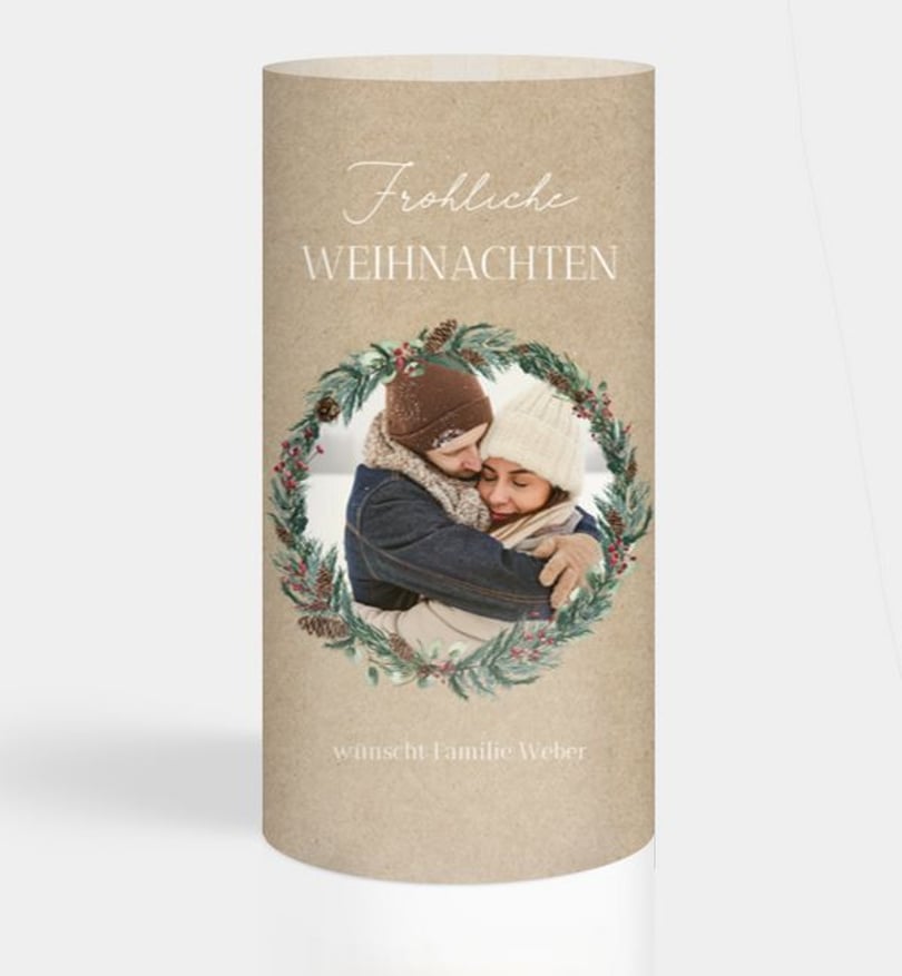 Windlichtkarte Weihnachten Privat Adventskranz